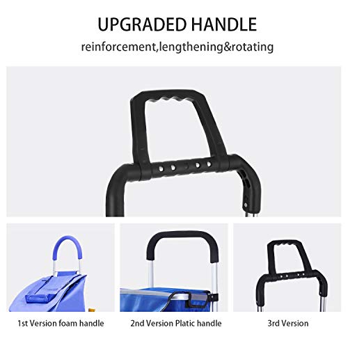Shopping Cart,Stair Climber Cart,177lb/36L Large Capacity,Grocery Utility Cart,Aluminum Alloy Portable Foldable Trolley Cart,with 8 Rubber Wheel,with Shopping Bag,with Bungee Cord (Purple Bag)