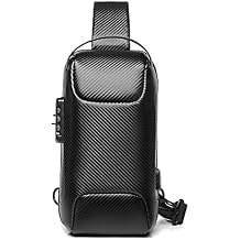 FANDARE Anti-theft Sling Bag Business Men Bag Chest Crossbody bags with USB Charging Port Waterproof Small Backpack for Outdoor Work Hiking Running Sport Travel Bag Sports Car Styling Black A