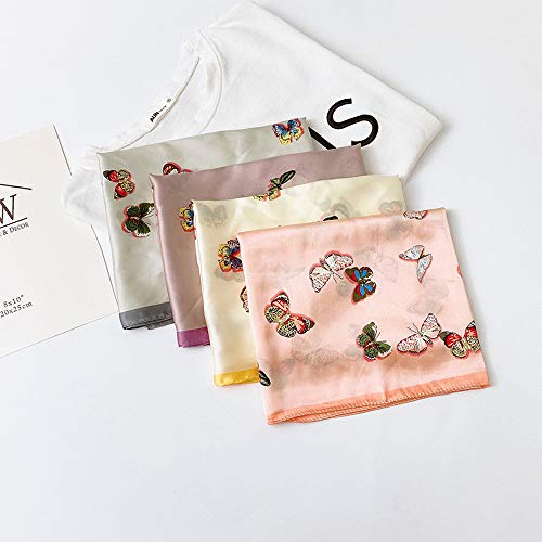 Nasoperfect 27 Inch Silk Feeling Scarf Square Satin Head Scarf Fashion Butterfly Print Neck Scarfs For Women Pink #TOP7
