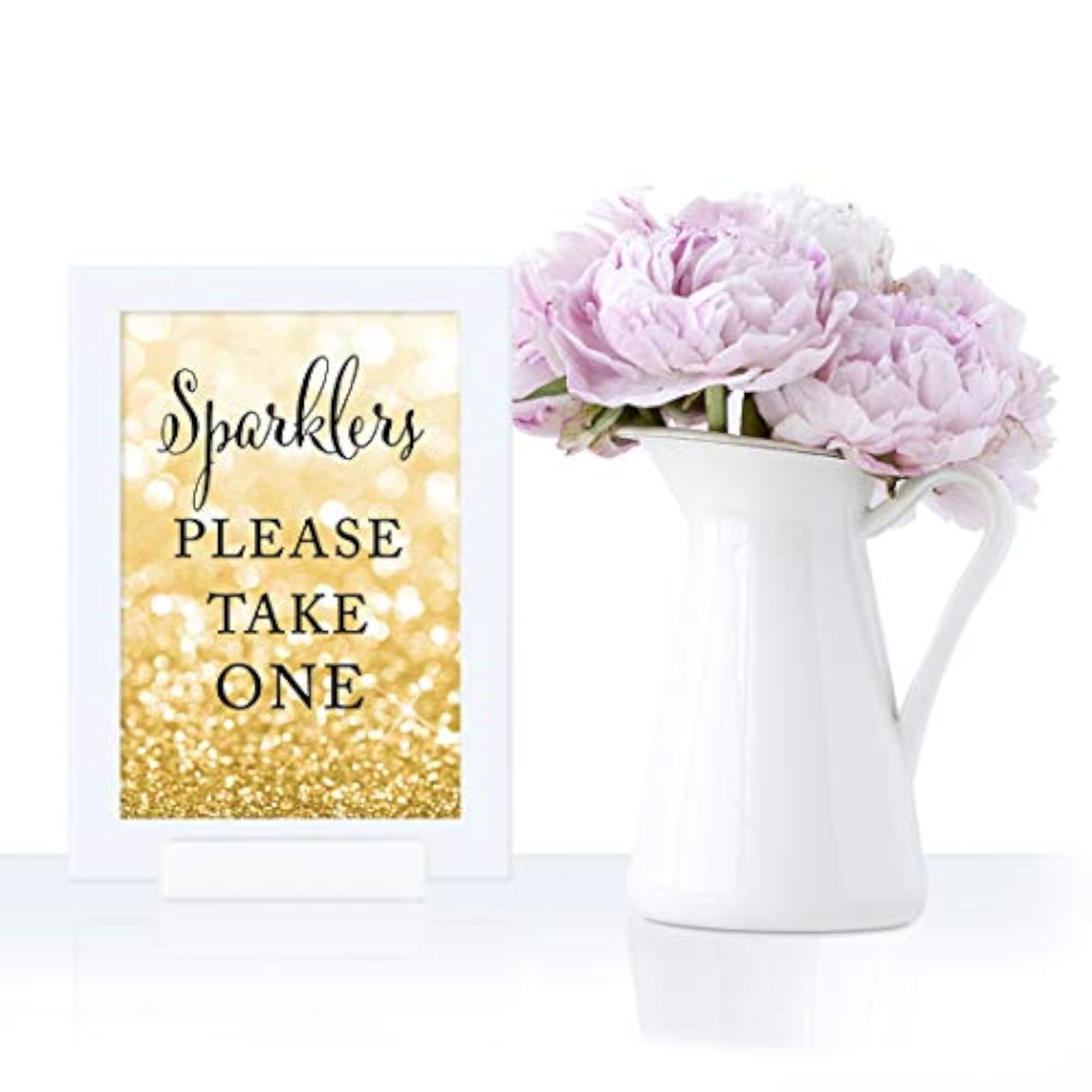 Framed Wedding Party Signs, Glitzy Gold Glitter