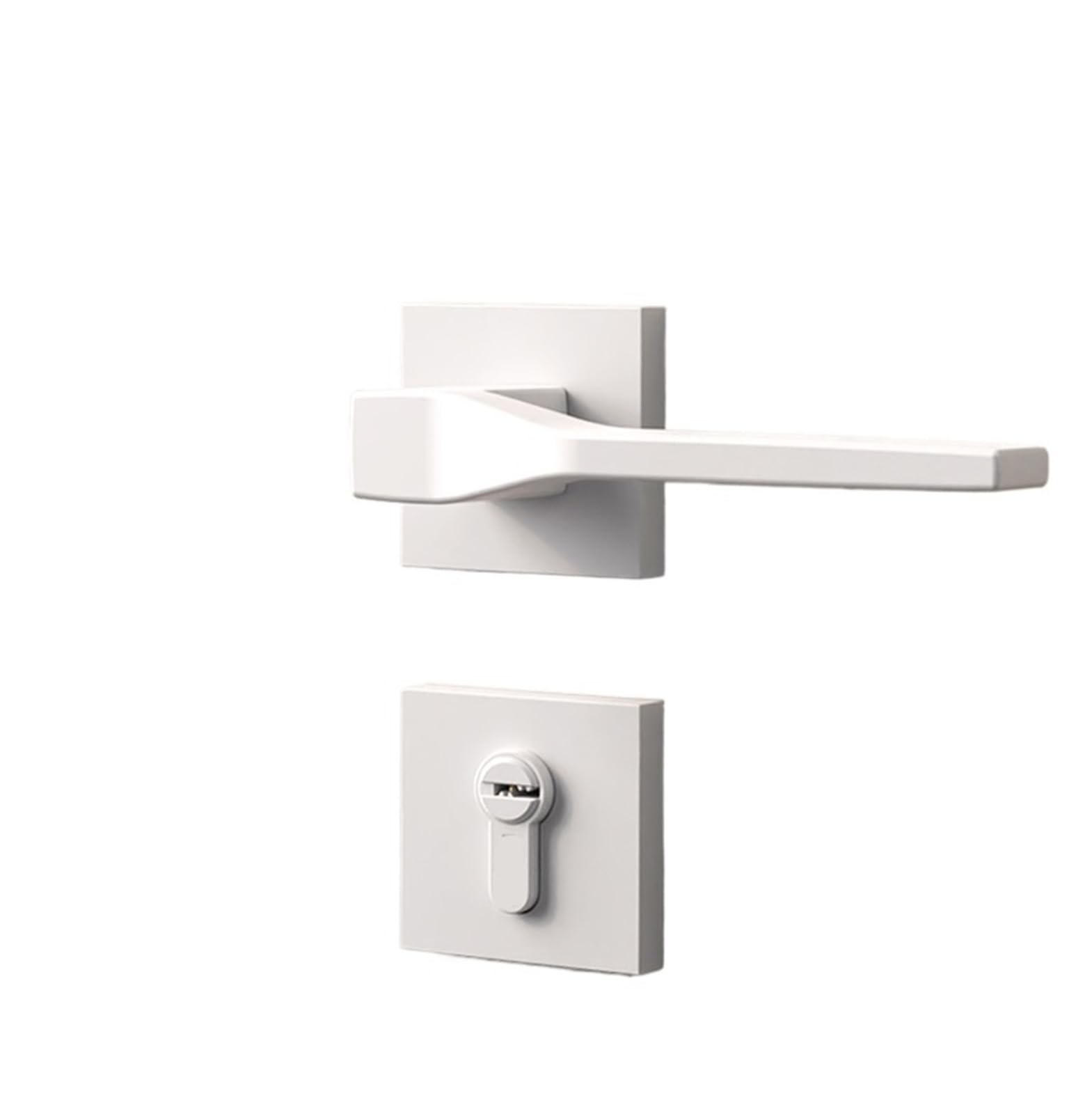 nxjaSDH Lock and Handle Sets, Indoor Bedroom Wooden Door Lock White Split Adaptable Thickness 35-50mm(with Key)