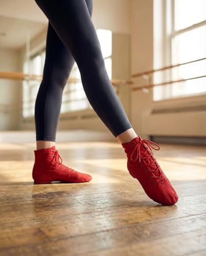 Image of MSMAX Womens Jazz Dance Boots Lace Up High Top Character Shoes for Women - Ankle Boots for Jazz, Theater, Stage Performance & Costume
