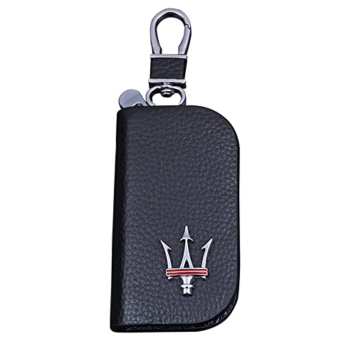 QQAA Für Maserati Quattroporte Levante Ghibli GT Hybrid Modena S GTS Trofeo Autoschlüsseltasche Schlüsselanhänger Emblem Leder Schlüsselanhänger Schlüsseletui Schlüsselanhänger Tasche Cover
