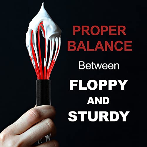 Anaeat 8.5" Silicone Whisk, Thick Stainless Steel Wire Inner - Heat Resistant Kitchen Whisks For Non-Stick Cookware, Balloon Egg Beater For Whisking, Blending, Beating, Frothing & Stirring (Red) #TOP2