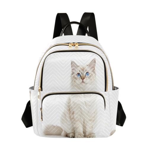 Sac à dos femme plein air idéal pour balades et sorties quotidiennes motif doux animal blanc