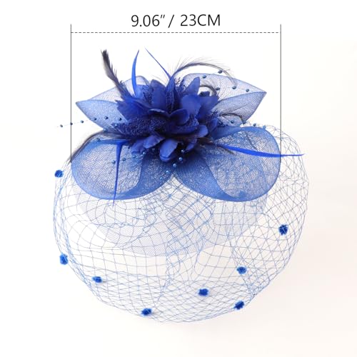 Image of DRESHOW Women Fascinator Hats Tea Party Hat Vintage Pillbox Hat Headband for Cocktail