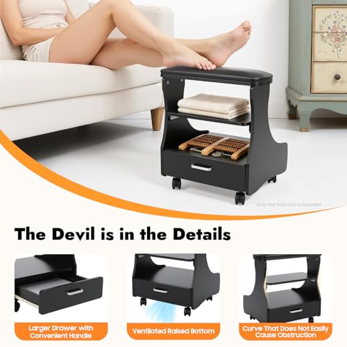 Reposapiés portátil con ruedas y almacenamiento para pedicure miniatura 7