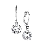 1928 Bridal Round Genuine Austrian Crystal Silver Drop Earrings