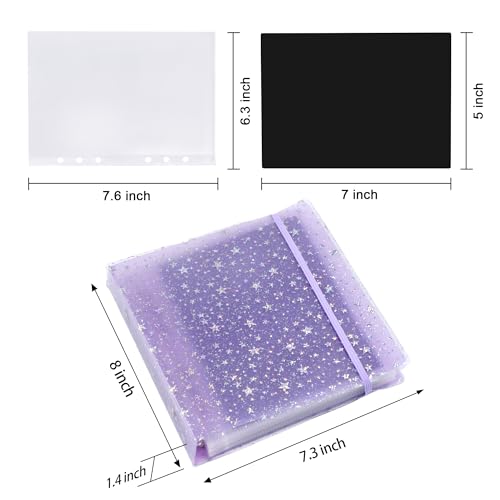 Image of Magnetic Sheets and Storage Bags for Stamps and Dies Storage with Album Pocket, Die Cut Storage Set for Storage Die Cutting,DIY Scrapbooking,Card Making Supplies (Purple 3 Sets)
