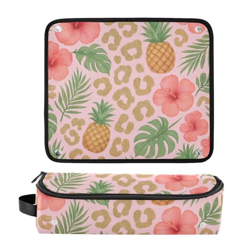 Bolsa organizadora para herramientas de cabello con almohadilla resistente al calor, desmontable, estampado Safari Seasons Leopardo - Verano miniatura 3
