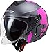 LS2 Casco Moto Jet OF573 TWISTER II XOVER Unisex,Nero Opaco/Rosa,S