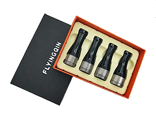 FLYINGQIN - Juego de 4 tamaños para boquilla de cigarro, diseño de resina de cobre puro, diseño de escultura, color plateado brillante, plata vintage (plata vintage)
