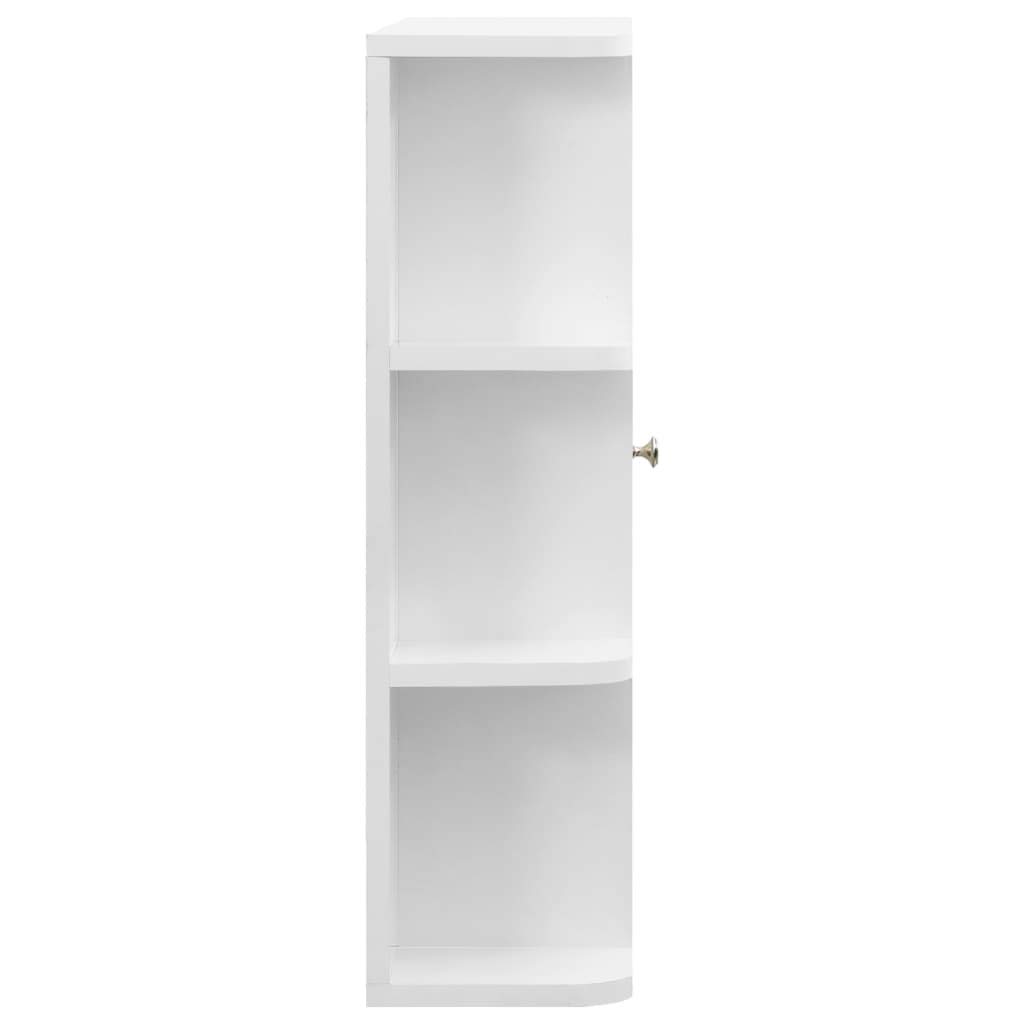 SYDE Armario de Baño con Espejo Blanco 66x17x63 cm | MDF y Vidrio, 1 Puerta, 8 Compartimentos, Almacenaje para Aseo