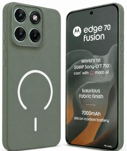 Image of SBMS Silicone Back Cover Case for Motorola Edge 70 Fusion 5G | Soft Micro-Fibre Lining Inside | Magsafe Print On Back Side Camera Protection Bump | Shockproof Case Moto Edge 70 Fusion (Green)
