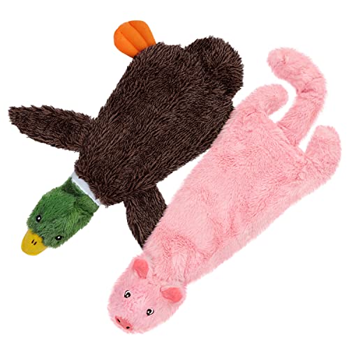 2-in-1 Stuffless Squeaky Dog Toys with Soft, Durable Fabric for Small Medium, and Large Pets by Best Pet Supplies