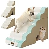 ZOMISIA Dog Steps for High Beds - 6 Step 29" H Pet Stairs with Tunnel 2 in 1 with Zippers Suitable for Large Dogs and Cats, Indoor Cat Ladders with Non-Slip Bottom, Beige