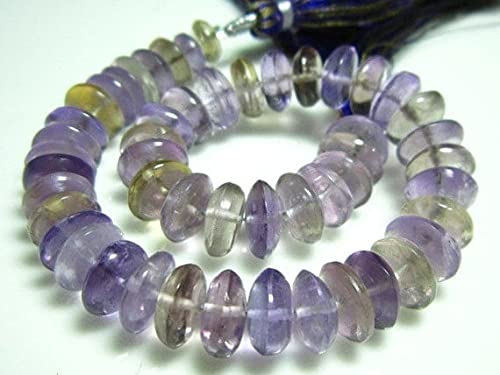 Ametrine Smooth Big Rondelles, fil de gemmes bicolores 7 pouces
