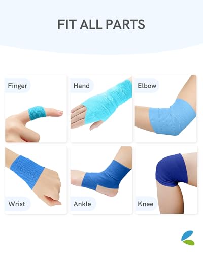 Image of FriCARE Self Adhesive Bandage Wrap, Medical Tape in First Aid Kit, Ocean | Elastic Cohesive Bandages for Sports /Vet /Wrist Ankle Wounds, 2 Inches X 5 Yards, Latex-free 6 Rolls