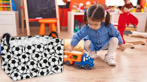 Image of Essme Rectangular Soccer Baskets,Kids Storage Box, Easter Basket for Girls with Handles for Room Decor, Book Bins,Shelf Basket.( Soccer basket)