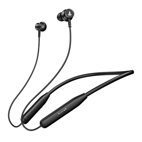 boAt 2025 Launch Rockerz 113, 40H Battery, Dual Pair, Fast Charge, ENx Tech, Stream Ad Free Music via App Support, Magnetic Buds, Bluetooth Neckband, Wireless with Mic in Ear Earphones (Active Black)