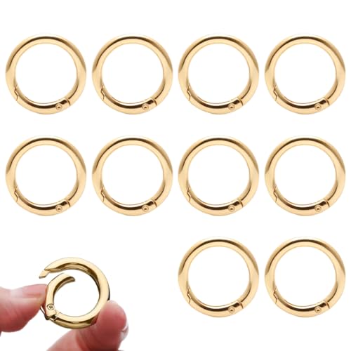 10 Piezas Hebillas de Resorte Redondas, Anillo de Mosquetón Redondo, para Manualidades, Accesorios de Bolsillo, Llaveros, para Carteras, Monederos, Oro