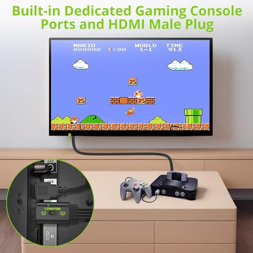 Image of LiNKFOR N64 to HDMI Converter, CVBS Adapter for N64 NGC SNES, PAL /NTSC | Comes with 16:9 /4:3 screen switch, mini compact design, transmits audio & video stably, plug and play without drivers