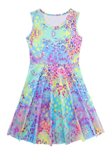 Girls Sleeveless Casual Dress Floral Printed Sundress for Home Party Beach Kindergarten Graduation