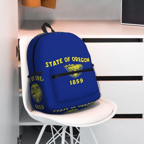 Sac à dos voyage imprimé drapeau Oregon noir robuste pour ordinateur