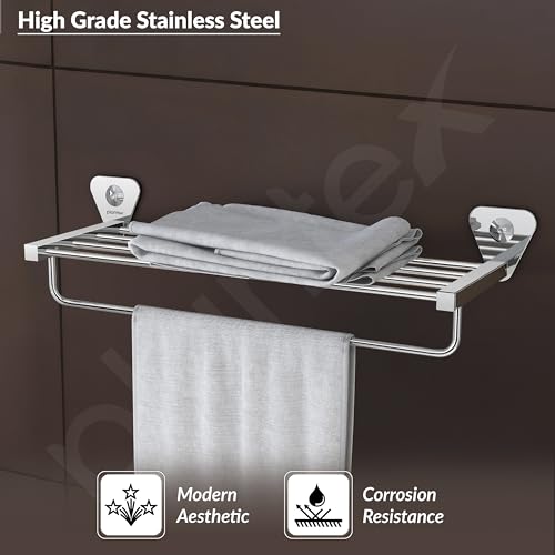 Image of Plantex Pyramid Stainless Steel Towel Rack for Bathroom /Towel Rod /Towel Stand /Towel Hanger /Bathroom Accessories - 24 Inch (Chrome Finish)