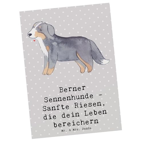 Mr. & Mrs. Panda Postkarte Berner Sennenhund Freude - Geschenk, einzelkarte, Hunderassen Vielfalt, Eigenschaften, liebevolle Hunde, Hund, Postkarten, Grußkarte, Ansichtskarte, sanfte Riesen