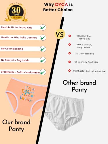 Image of DYCA by Bodycare Girls Cotton Briefs, Soft & Breathable Panties, Pack of 6, Print & Colour May Vary