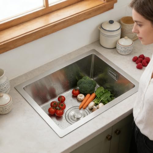 Fregadero de cocina rectangular para lavandería y hogar con desagüe integrado 4