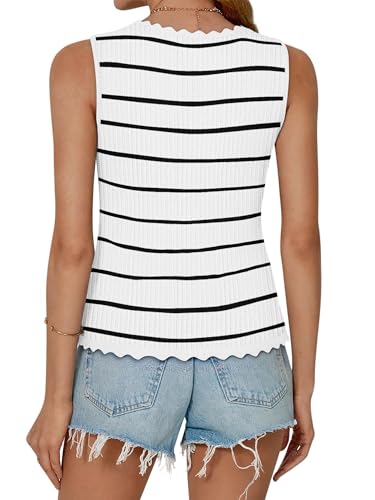 Image of COCCKO Womens Summer Tops Vacation Beach Outfits Cute Tie Front Crochet Vest Knit Sleeveless Sweaters