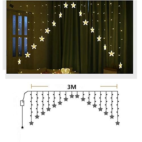 Image of Lexton Decorative Star Curtain Led String /Fairy Light | 16 Stars, 136 LED, 3 Meter with 8 Flashing Mode | Battery Powered | Suitable for Indoor Decorations, Christmas, Diwali (Pack of 1, Warm White)