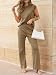 Veriliss 2 Teilig Outfits Für Damen Sommer Pullover Sets Strickpullover Tops Elastische Taille Hosen Lounge Sets Trainingsanzug(Braun,L)