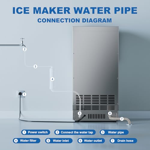 Image of Commercial Ice Maker, 113 Lbs /24H Countertop Ice Maker Machine Commercial Ice Machine Freestanding Stainless Steel Upon Counter Ice Maker(113Lbs /24H)