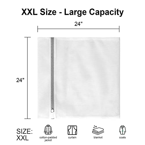 3 Pack Xxl Mesh Laundry Bags By Mdsxo- Large Jumbo Durable Delicates Bag For Washing Machine For Jackets, Curtains, Jeans 24 * 24 Inch [3 Pack] #TOP1