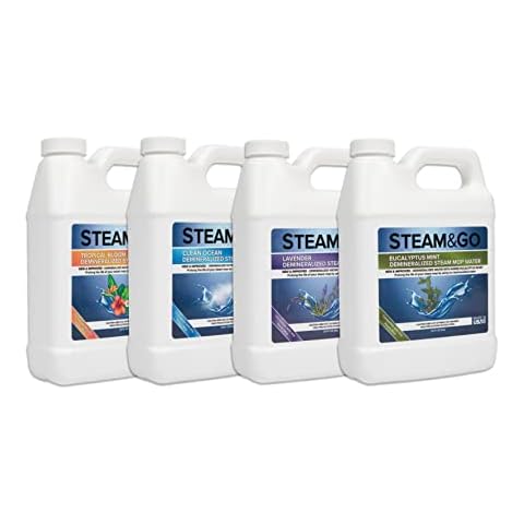 Steam and Go Demineralized Water Bundle - Multi-Surface Cleaning Solution for Steam Mop, Ready-to-Use Floor Cleaner, No PVC, Home & Office Use, Compatible w/Any Mop - Assorted Scents, 32oz, Pack of 4 Cover