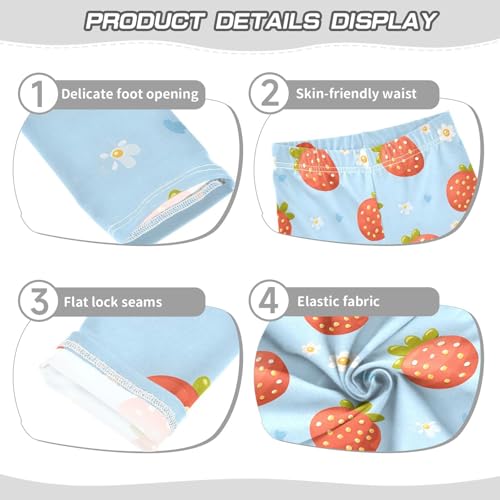 Strawberries Daisies Girls Leggings Soft Stretch Workout Yoga Dance Pants for Kids Casual Tights3