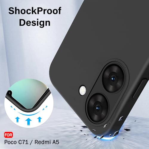Image of TheGiftKart Liquid Silicon Back Cover Case for Poco C71 / Redmi A5 | Stylish Camera Protection Module | Micro-Fibre Lining Inside | Shockproof Back Cover Case for Poco C71 / Redmi A5 (Silicone, Black)