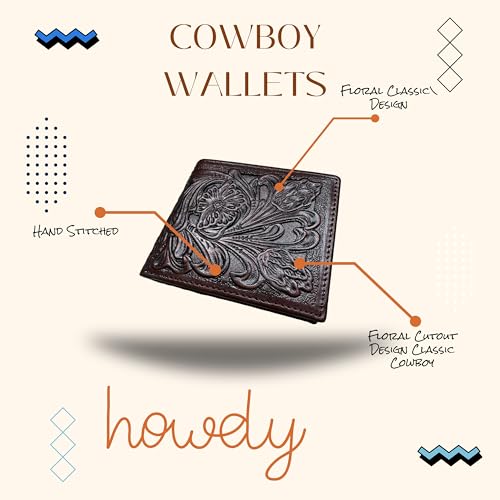 Men’s Short Leather Wallet – Laser Cut Floral Pattern Bifold in Multiple Colors – Compact Western Wallet for Cowboys, Ranchers & Everyday Carry3