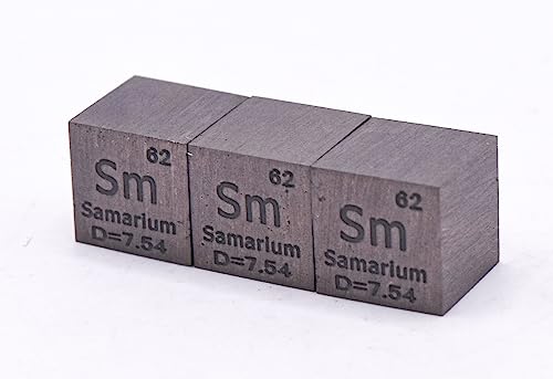 Image of 0.39 inch 10mm Samarium Metal Cube Sm up to 99.9% Pure Periodic Table Element Engraved Density Collection Science Education Display Block Cube + Acrylic Case Box - 1PC
