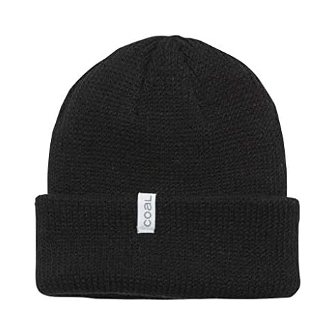 Coal Men's The Frena Solid Fine Knit Beanie Hat, Black, One Size Cover