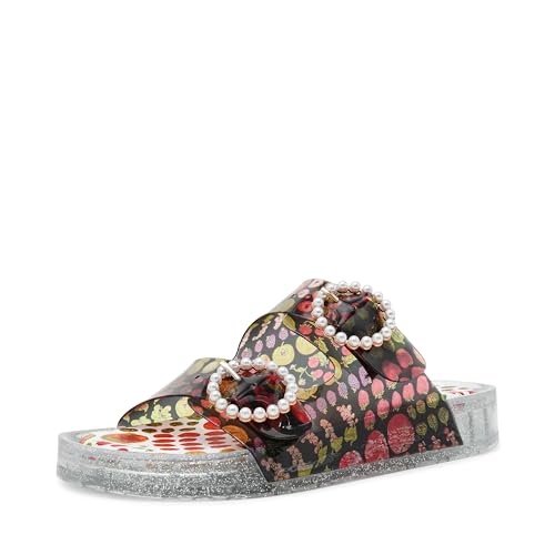 Betsey Johnson Women's Landin Slide Sandal, Black Multi, 7