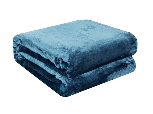 Image of Premium Ultra Soft Flannel Printed Single Blanket 220x160 cm| 200 GSM Warm & Cozy All Season AC Blanket| Lightweight Travel /Camping Throw for Sofa & Couch| Winter Duvet /Quilt- Teal Green