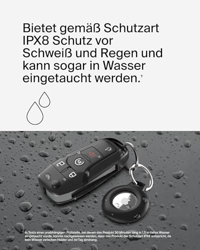 Belkin wasserfester Apple AirTag Secure Holder mit Schlüsselanhänger, robust und Kratzfest, AirTag Hülle, Accessoire für Schlüssel, Haustiere, Gepäck, Rucksäcke usw. – Schwarz (1er-Pack)