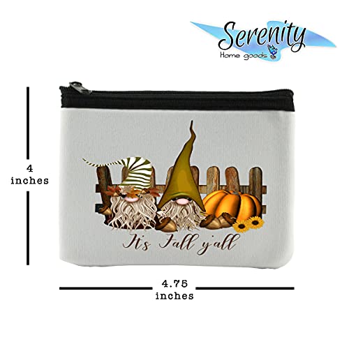 It's Fall Y'all Gnomes Coin Purse Wallet Pouch For Women | Small Card Change Bag With Zipper | Mini Travel Purse For ID Case | Makeup Card Novelty Bag2
