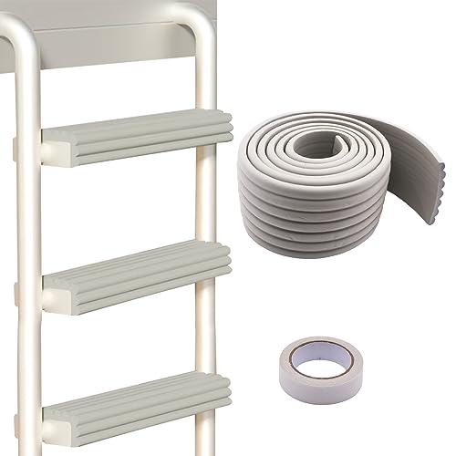 Image of Bunk Bed Ladder Pads, PVC Soft Corner Protectors, 6.56 ft Edge Protector Adjustable Ladder Pads with Strong Adhesive Corner Protectors for Stair Steps Foot Comfort (Gray 78.7inches)