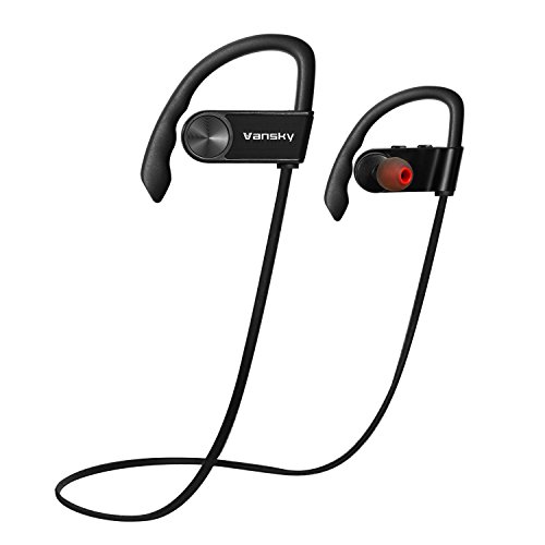 Bluetooth Headphones Sport, Vansky Noise-Cancelling & Ear Hook Sweatproof Wireless Headset for iPhone 7 Plus, 7, 6s, 6s Plus, 6, Samsung Galaxy S6 S5 and Android Phones