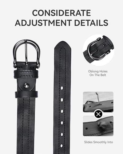 Image of Mens Belts Full Grain Leather Real Italian Material Western Cowboy Belt 1.5 Wide Casual Jean Belt Gift Box Packaging